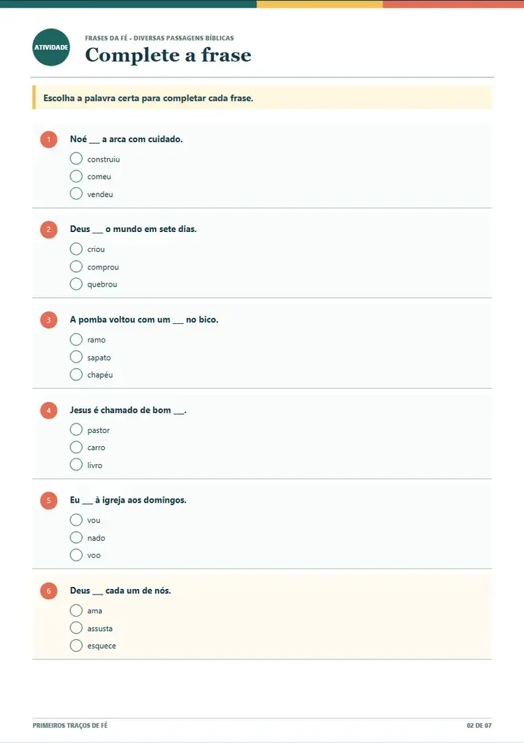 Página de exemplo de Frases da Fé