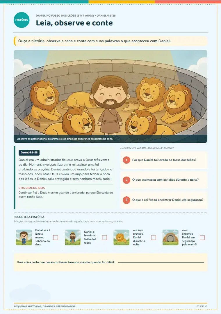 Página real de Caderno Completo — Daniel no Fosso dos Leões