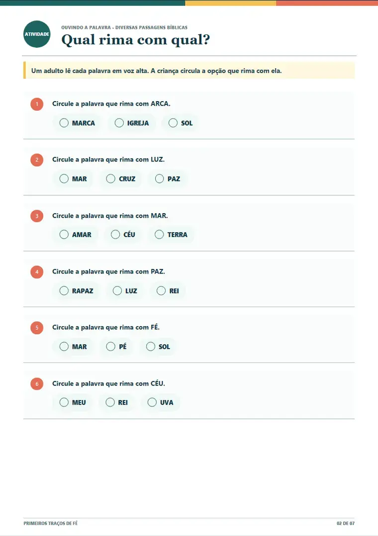 Página de exemplo de Ouvindo a Palavra